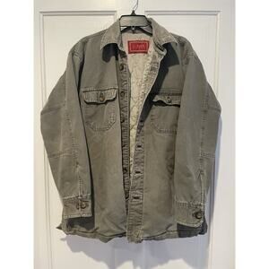 Izod Luxury Sport Green Chore Jacket Quilted Workwear Heavy Canvas Men's Size L